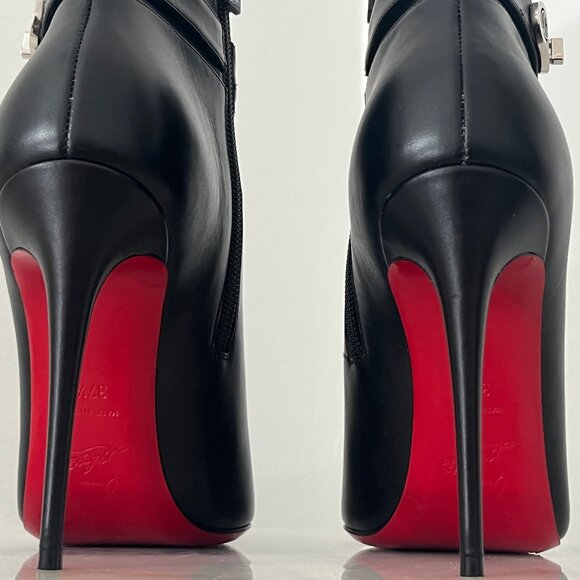 Christian Louboutin So Kate 100 Black Calf Skin Leather Booty Size 37.5 EU/7.5US - Picture 2 of 10